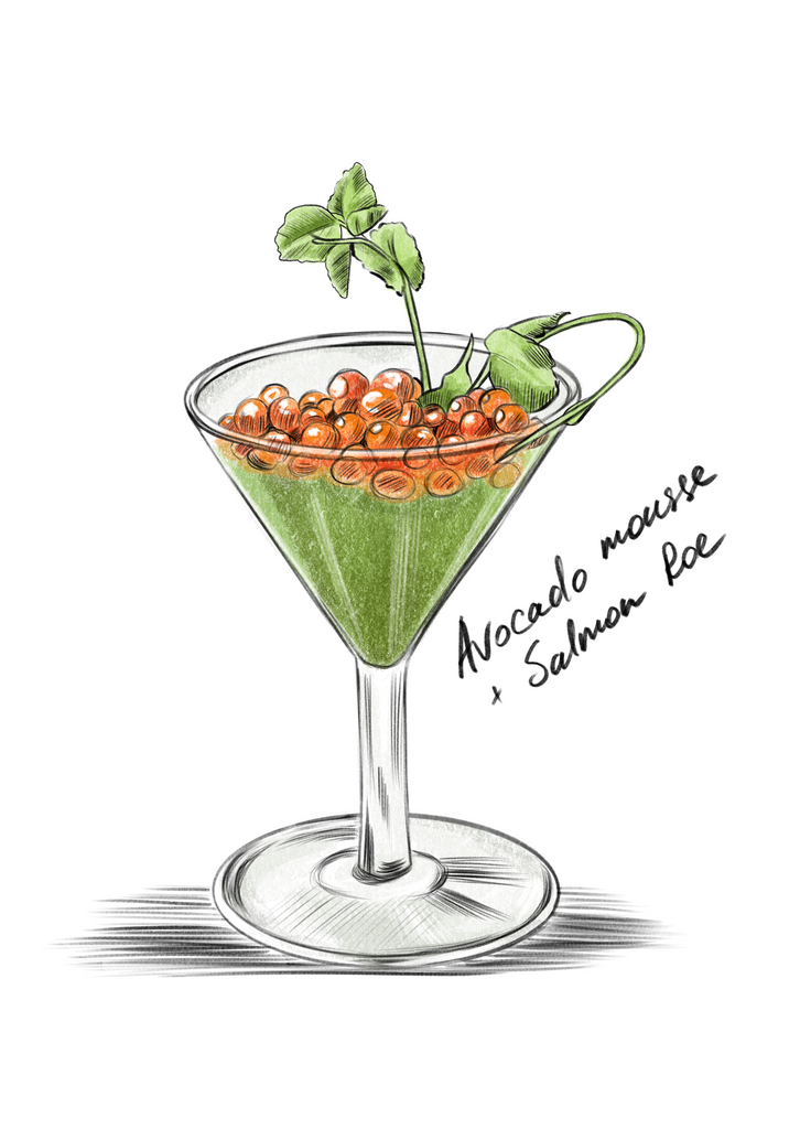 Avocado mousse with Salmon Roe